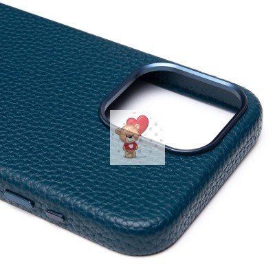 Чехол-накладка для Apple iPhone 15 Pro MaxНатуральная кожа зернистая (темно-синий) Cellis SM030 SafeMag