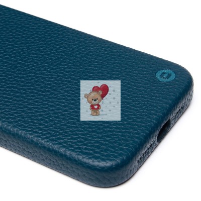 Чехол-накладка для Apple iPhone 15 Pro MaxНатуральная кожа зернистая (темно-синий) Cellis SM030 SafeMag