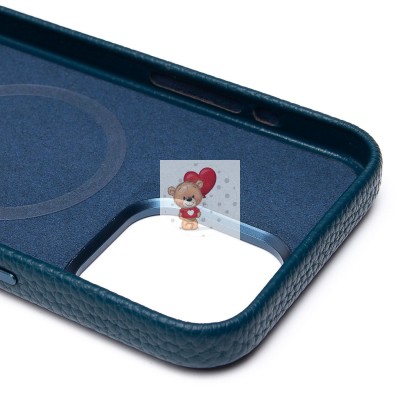 Чехол-накладка для Apple iPhone 15 Pro MaxНатуральная кожа зернистая (темно-синий) Cellis SM030 SafeMag