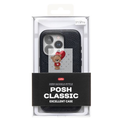 Чехол-накладка для Apple iPhone 15 Pro Натуральная кожа зернистая (черный) Cellis SM030 SafeMag