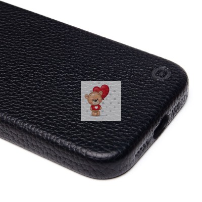 Чехол-накладка для Apple iPhone 15 Pro Натуральная кожа зернистая (черный) Cellis SM030 SafeMag