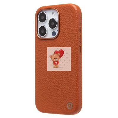 Чехол-накладка для Apple iPhone 15 Pro Натуральная кожа зернистая (коричневый) Cellis SM030 SafeMag