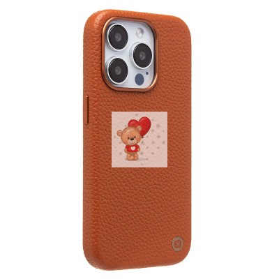 Чехол-накладка для Apple iPhone 15 Pro Натуральная кожа зернистая (коричневый) Cellis SM030 SafeMag