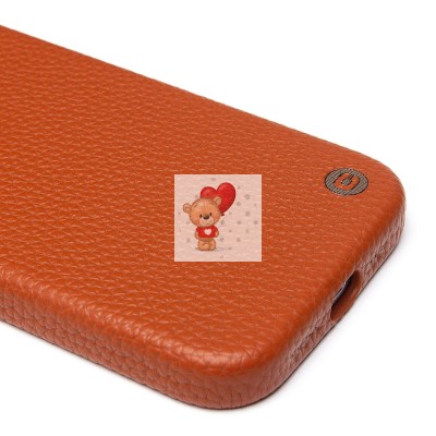 Чехол-накладка для Apple iPhone 15 Pro Натуральная кожа зернистая (коричневый) Cellis SM030 SafeMag