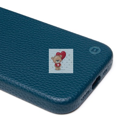 Чехол-накладка для Apple iPhone 15 Pro Натуральная кожа зернистая (темно-синий) Cellis SM030 SafeMag