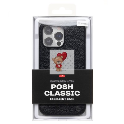 Чехол-накладка для Apple iPhone 16 Pro Max Натуральная кожа зернистая (черный) Cellis SM030 SafeMag