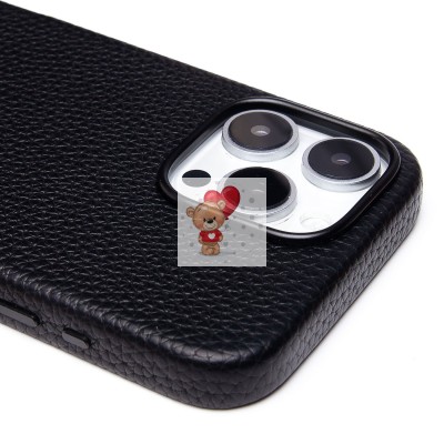 Чехол-накладка для Apple iPhone 16 Pro Max Натуральная кожа зернистая (черный) Cellis SM030 SafeMag