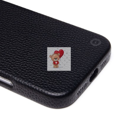 Чехол-накладка для Apple iPhone 16 Pro Max Натуральная кожа зернистая (черный) Cellis SM030 SafeMag