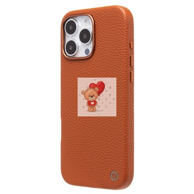 Чехол-накладка для Apple iPhone 16 Pro Max Натуральная кожа зернистая (коричневый) Cellis SM030 SafeMag