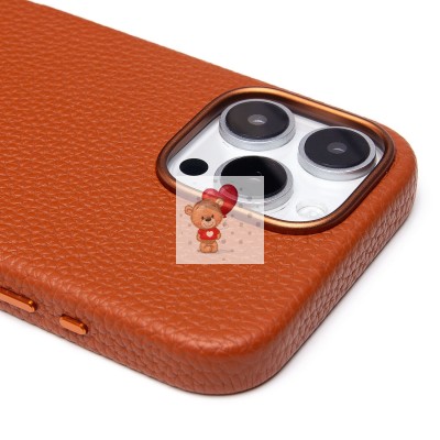 Чехол-накладка для Apple iPhone 16 Pro Max Натуральная кожа зернистая (коричневый) Cellis SM030 SafeMag