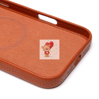 Чехол-накладка для Apple iPhone 16 Pro Max Натуральная кожа зернистая (коричневый) Cellis SM030 SafeMag