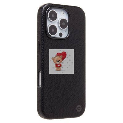 Чехол-накладка для Apple iPhone 16 Pro Натуральная кожа зернистая (черный) Cellis SM030 SafeMag