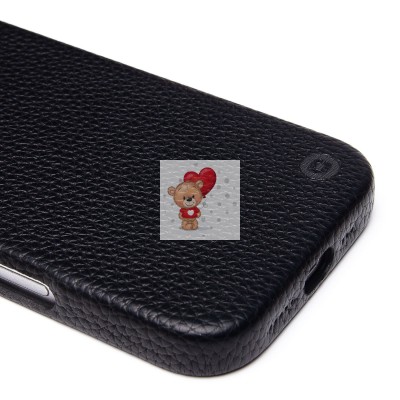 Чехол-накладка для Apple iPhone 16 Pro Натуральная кожа зернистая (черный) Cellis SM030 SafeMag