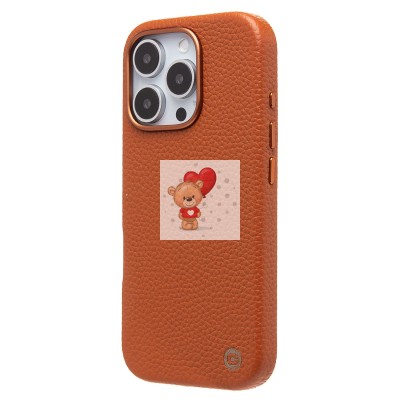 Чехол-накладка для Apple iPhone 16 Pro Натуральная кожа зернистая (коричневый) Cellis SM030 SafeMag