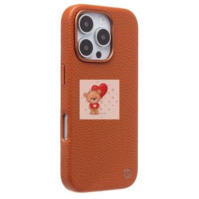 Чехол-накладка для Apple iPhone 16 Pro Натуральная кожа зернистая (коричневый) Cellis SM030 SafeMag