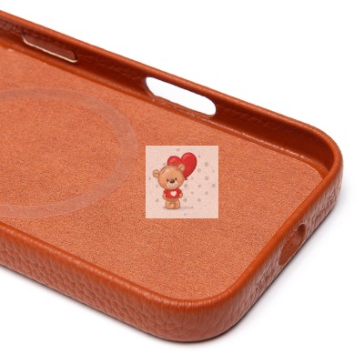 Чехол-накладка для Apple iPhone 16 Pro Натуральная кожа зернистая (коричневый) Cellis SM030 SafeMag