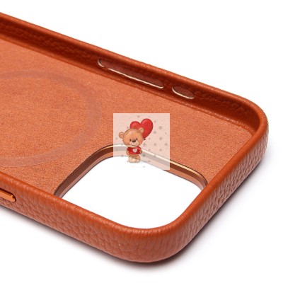 Чехол-накладка для Apple iPhone 16 Pro Натуральная кожа зернистая (коричневый) Cellis SM030 SafeMag