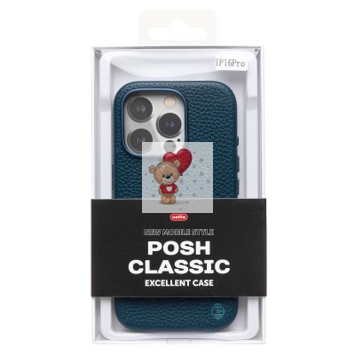 Чехол-накладка для Apple iPhone 16 Pro Натуральная кожа зернистая (темно-синий) Cellis SM030 SafeMag