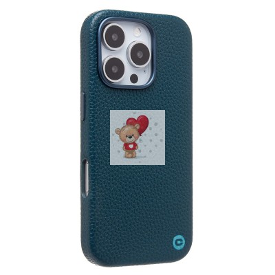 Чехол-накладка для Apple iPhone 16 Pro Натуральная кожа зернистая (темно-синий) Cellis SM030 SafeMag