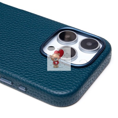 Чехол-накладка для Apple iPhone 16 Pro Натуральная кожа зернистая (темно-синий) Cellis SM030 SafeMag