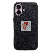 Чехол-накладка для Apple iPhone 16 Натуральная кожа зернистая (черный) Cellis SM030 SafeMag