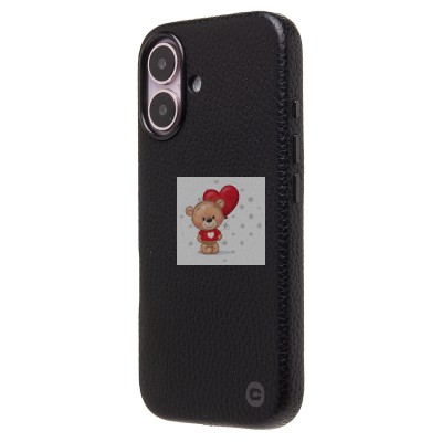 Чехол-накладка для Apple iPhone 16 Натуральная кожа зернистая (черный) Cellis SM030 SafeMag