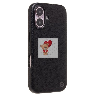 Чехол-накладка для Apple iPhone 16 Натуральная кожа зернистая (черный) Cellis SM030 SafeMag