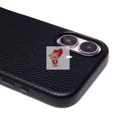 Чехол-накладка для Apple iPhone 16 Натуральная кожа зернистая (черный) Cellis SM030 SafeMag