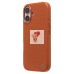 Чехол-накладка для Apple iPhone 16 Натуральная кожа зернистая (коричневый) Cellis SM030 SafeMag