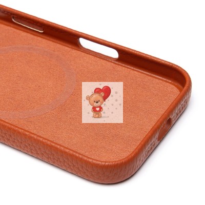 Чехол-накладка для Apple iPhone 16 Натуральная кожа зернистая (коричневый) Cellis SM030 SafeMag