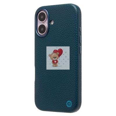 Чехол-накладка для Apple iPhone 16 Натуральная кожа зернистая (темно-синий) Cellis SM030 SafeMag