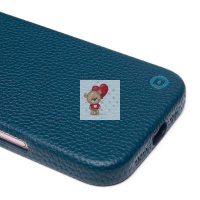 Чехол-накладка для Apple iPhone 16 Натуральная кожа зернистая (темно-синий) Cellis SM030 SafeMag