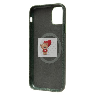 Чехол-накладка для Apple iPhone 11 Натуральная кожа (темно-зеленый) Cellis SM031 SafeMag