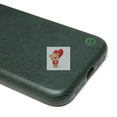 Чехол-накладка для Apple iPhone 11 Натуральная кожа (темно-зеленый) Cellis SM031 SafeMag