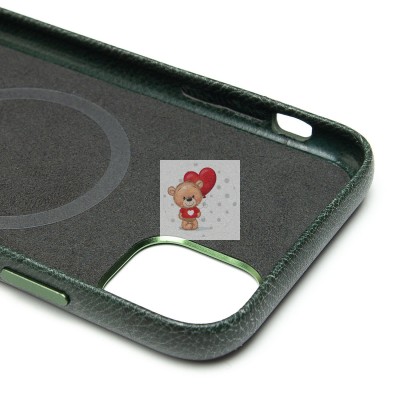 Чехол-накладка для Apple iPhone 11 Натуральная кожа (темно-зеленый) Cellis SM031 SafeMag