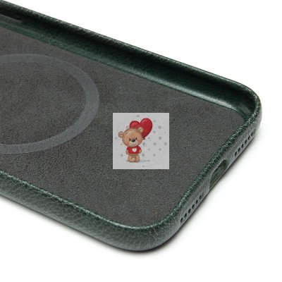 Чехол-накладка для Apple iPhone 11 Натуральная кожа (темно-зеленый) Cellis SM031 SafeMag