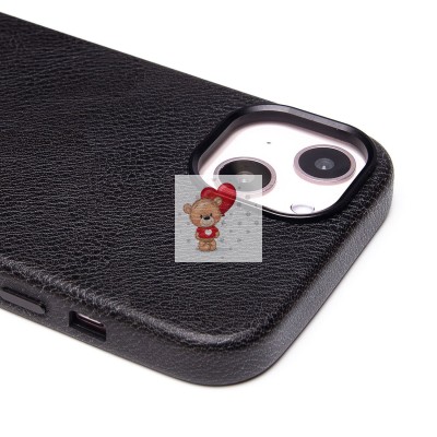 Чехол-накладка для Apple iPhone 14 Натуральная кожа (черный) Cellis SM031 SafeMag