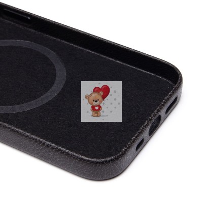 Чехол-накладка для Apple iPhone 14 Натуральная кожа (черный) Cellis SM031 SafeMag