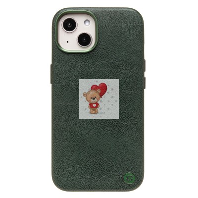 Чехол-накладка для Apple iPhone 13 Натуральная кожа (темно-зеленый) Cellis SM031 SafeMag