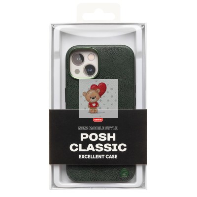 Чехол-накладка для Apple iPhone 13 Натуральная кожа (темно-зеленый) Cellis SM031 SafeMag