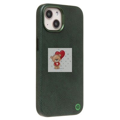 Чехол-накладка для Apple iPhone 13 Натуральная кожа (темно-зеленый) Cellis SM031 SafeMag