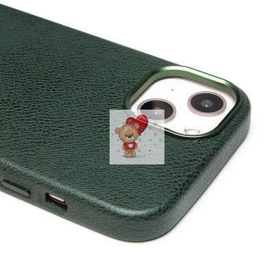 Чехол-накладка для Apple iPhone 13 Натуральная кожа (темно-зеленый) Cellis SM031 SafeMag