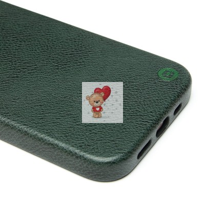 Чехол-накладка для Apple iPhone 13 Натуральная кожа (темно-зеленый) Cellis SM031 SafeMag