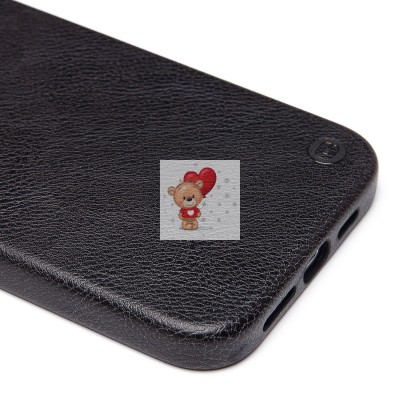 Чехол-накладка для Apple iPhone 15 Pro Max Натуральная кожа (черный) Cellis SM031 SafeMag