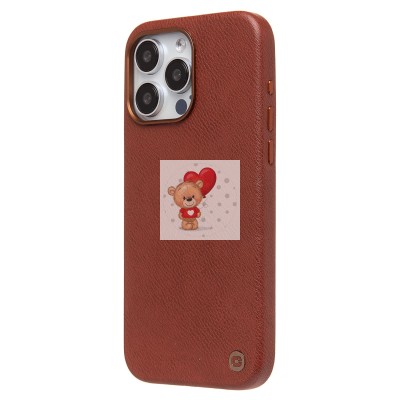 Чехол-накладка для Apple iPhone 15 Pro Max Натуральная кожа (коричневый) Cellis SM031 SafeMag