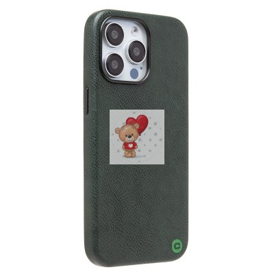 Чехол-накладка для Apple iPhone 15 Pro Max Натуральная кожа (темно-зеленый) Cellis SM031 SafeMag