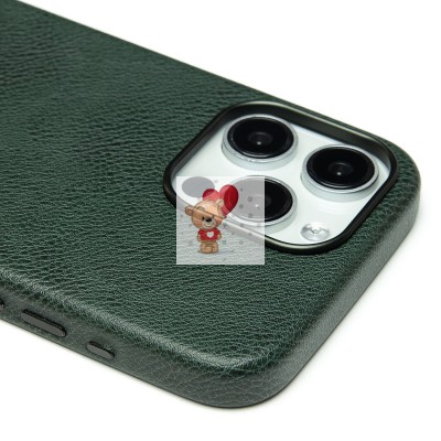 Чехол-накладка для Apple iPhone 15 Pro Max Натуральная кожа (темно-зеленый) Cellis SM031 SafeMag