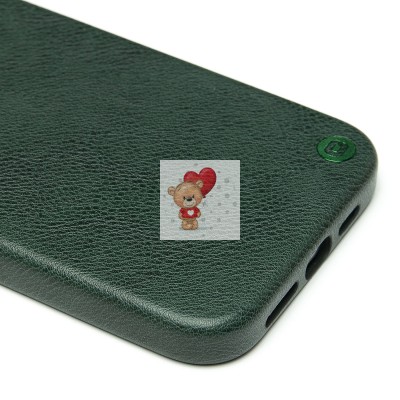 Чехол-накладка для Apple iPhone 15 Pro Max Натуральная кожа (темно-зеленый) Cellis SM031 SafeMag