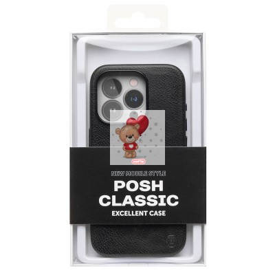 Чехол-накладка для Apple iPhone 15 Pro Натуральная кожа (черный) Cellis SM031 SafeMag