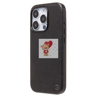 Чехол-накладка для Apple iPhone 15 Pro Натуральная кожа (черный) Cellis SM031 SafeMag